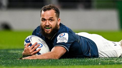 Jamison Gibson-Park scores a try for Leinster