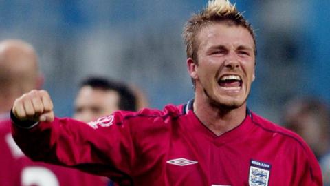 David Beckham celebrates