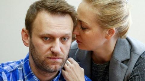 Yulia and Alexei Navalny in Moscow in 2015