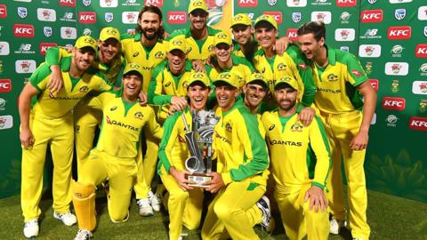 Australia with the T20 series trophy