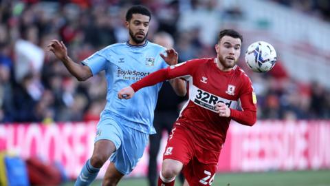 Aaron Connolly chases the ball for Middlesbrough