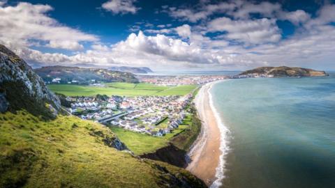 Panorama of north shore in Conwy