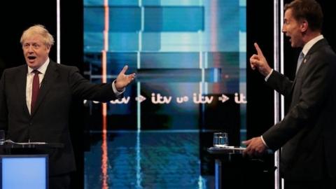Boris Johnson and Jeremy Hunt during TV debate