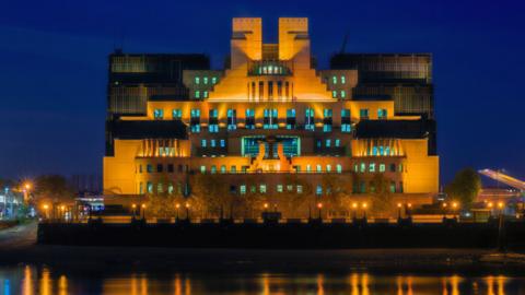 MI6 building at night