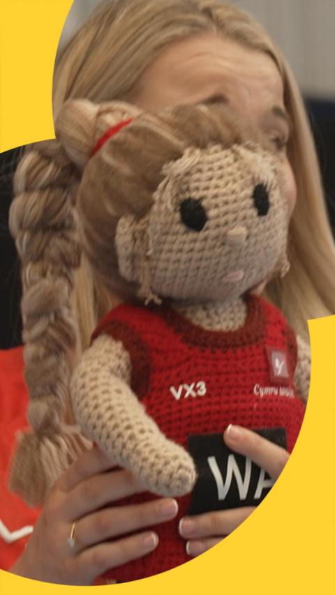 Bethan Dyke with a crotcheted doll