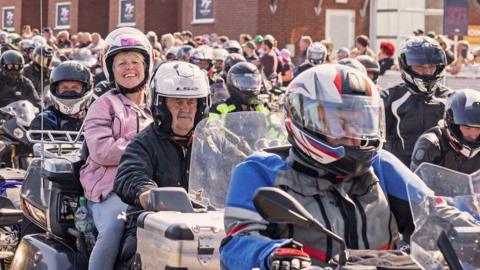 Motorcyclists at the Grandstand