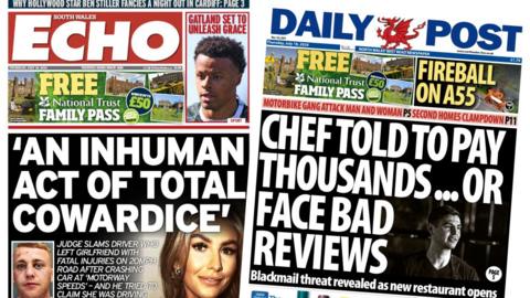 Front pages of the Daily Post and the South Wales Echo