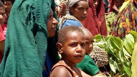 Displaced people at a camp in Huiya village, PNG (5 March 2018)