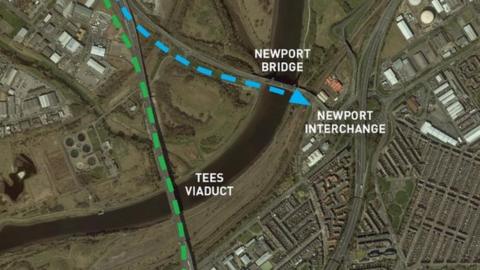 Proposed Tees crossing routes