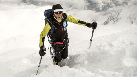 Image shows Carlos Soria in the Himalayas