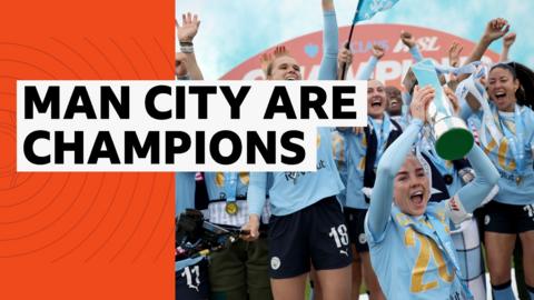 Manchester City celebrate victory with a trophy lift