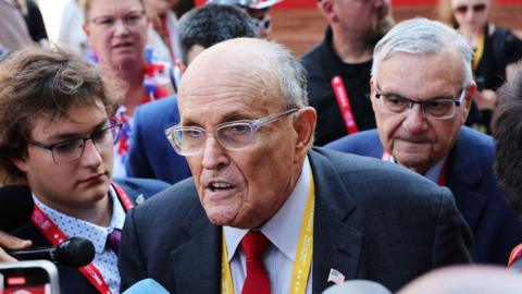 Rudy Giuliani pictured outside of the Republican National Convention in Milwaukee, Wisconsin