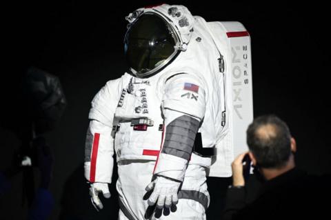 Axiom/Prada presentation of the Axiom Extravehicular Mobility Unit space suit in 2024