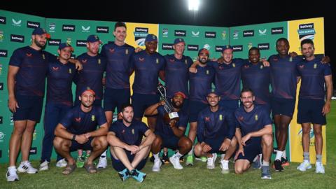 South Africa with the ODI series trophy