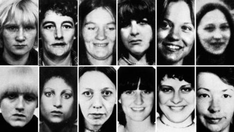 Twelve of the 13 women Sutcliffe was convicted of murdering: Emily Jackson, Irene Richardson, Patricia Atkinson, Jayne McDonald, Jean Jordan, Yvonne Pearson, Helen Rytka, Vera Millward, Josephine Whittaker, Barbara Leach, Marguerite Walls, Jacqueline Hill