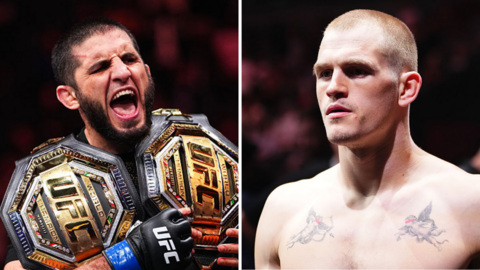 A split picture of Islam Makhachev and Ian Machado Garry