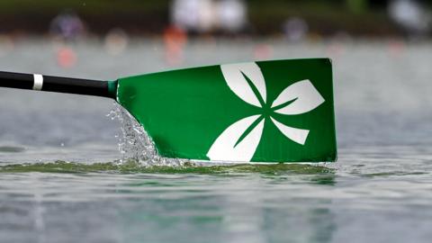 A Rowing Ireland branded oar