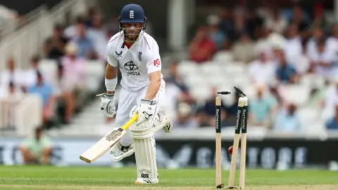England opener Ben Duckett is run out