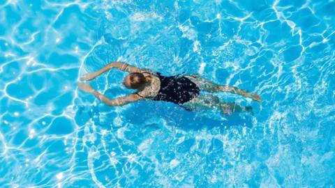 A woman swimming