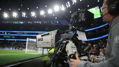 A television camera during the Premier League match between Tottenham Hotspur and Wolverhampton Wanderers