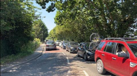 Traffic queuing on the A286 near Chichester