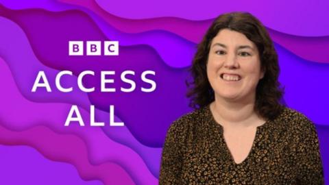 Access All written on a purple background with an image of presenter, Emma Tracey, on the right