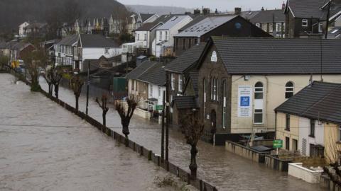 Floodwaters in Pontypridd