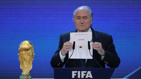 Sepp Blatter revealing Qatar as 2022 World Cup hosts in 2010