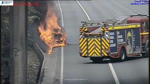 The scene of the fire on the M4 near Bristol