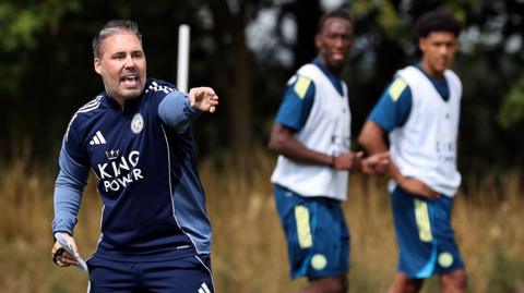 Marti Cifuentes taking one his first training sessions as Leicester City boss