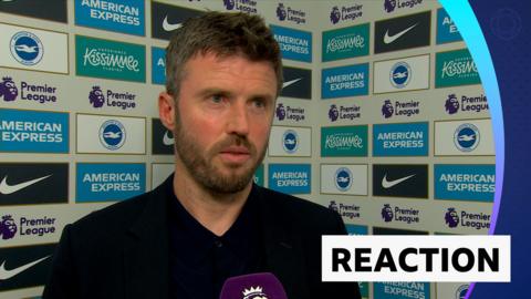 Michael Carrick reacts to Manchester United's win against Brighton in a post-match interview with BBC Sport.
