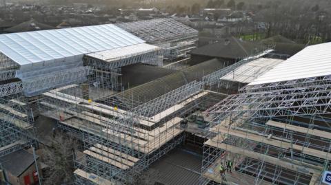 Aerial pic of roof repairs