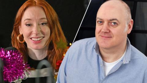 Hannah Fry and Dara Ó Briain in a split pic alongside each other 