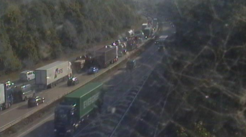 Traffic queuing on a major road