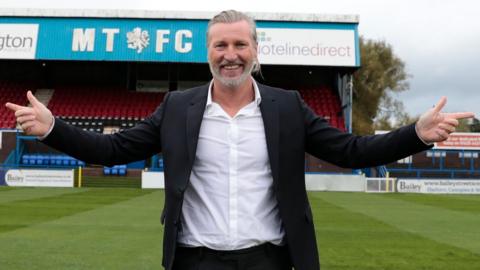 Robbie Savage at Macclesfield's Moss Rose Stadium