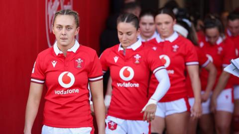 Hannah Jones leads Wales out against Ireland in Cork