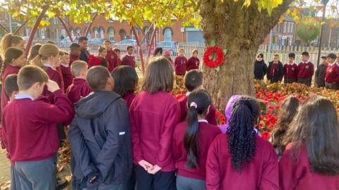 children in Luton marking Armistice Day