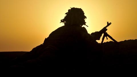 Silhouette of a British soldier in Afghanistan