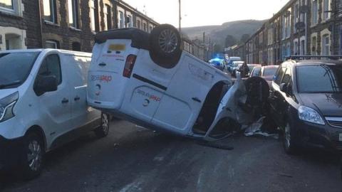 Crash scene in Pentre