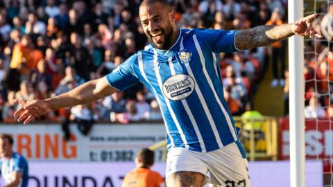 Kilmarnock striker Kyle Vassell celebrates his double