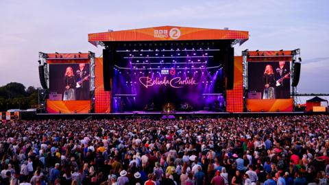 A general view of the crowd and stage hosting Belinda Carlisle at Radio 2 in the Park 2025.