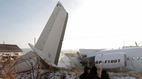 Wreckage of plane that crashed in Almaty, 27 December