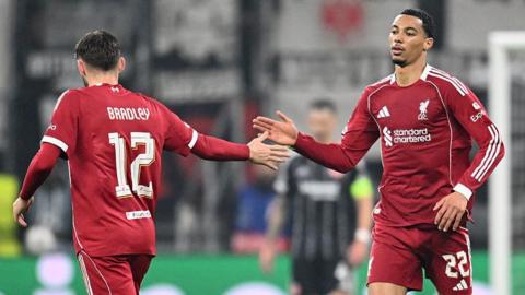 Hugo Ekitike celebrates scoring against Eintracht Frankfurt