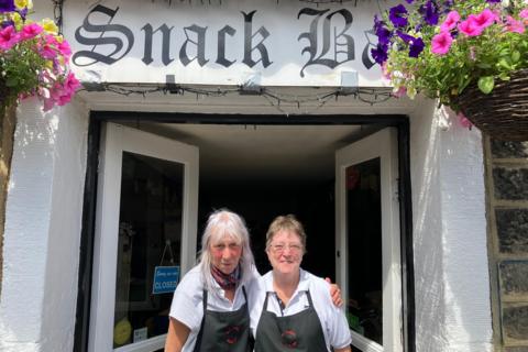 Di Kerr and Debbie Lamb outside the Otley Snack Bar