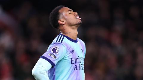 Gabriel looks frustrated as Arsenal draw at Nottingham Forest.