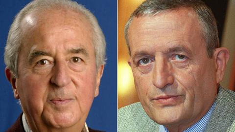 Ex-PM Edouard Balladur (L) and ex-defence minister François Léotard, file pic