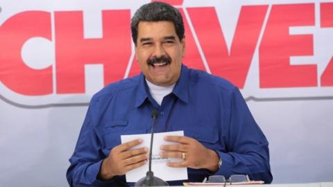 President Nicolas Maduro smiles during the opening ceremony of a hospital in Maturin (3/03/2017)