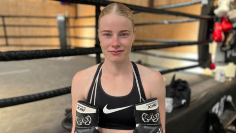 Tysie Gallagher in her gym before her fight with Ellie Hellewell