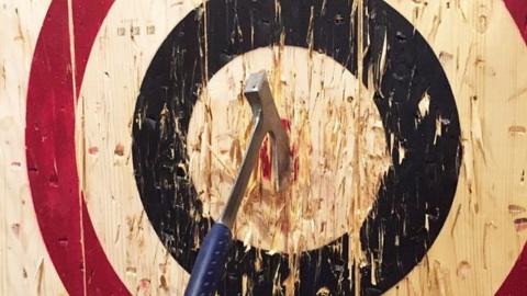 An axe in a target