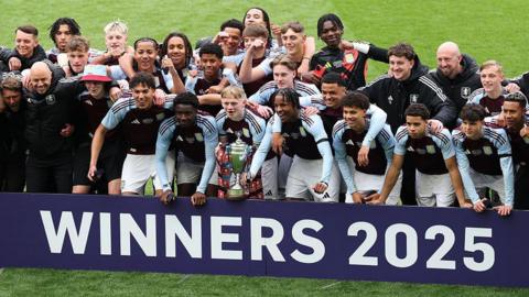 Aston Villa players celebrate